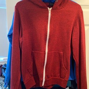 Red zip up vest size large